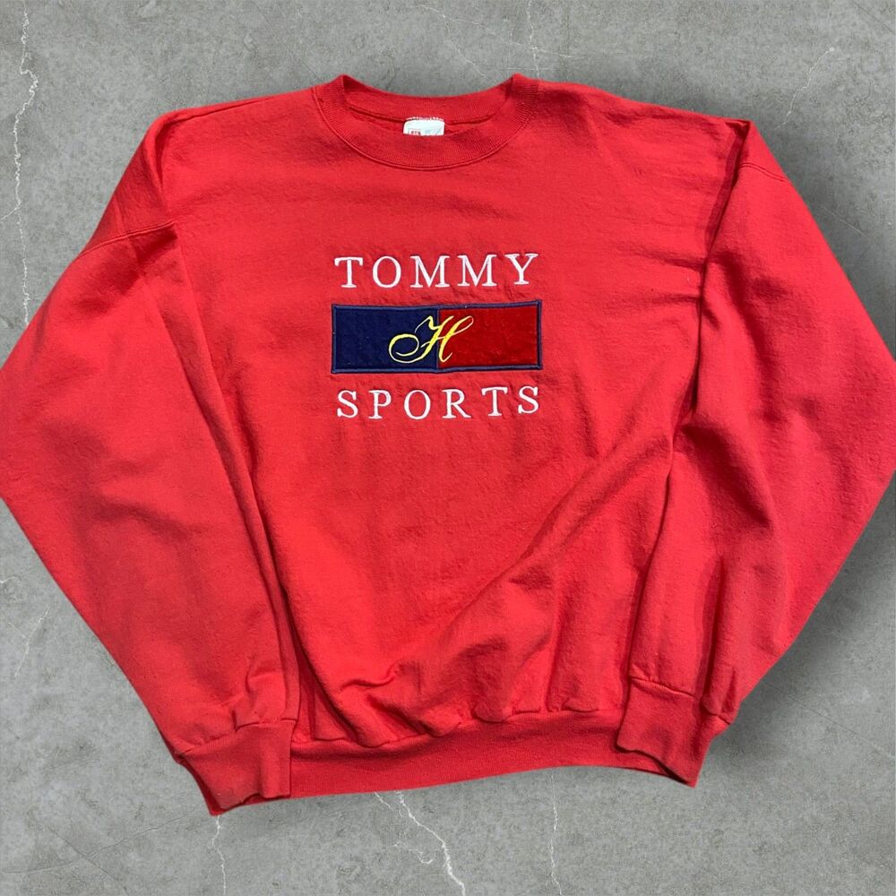 Hanes x Tommy Sports Boot Vintage Pullover Crewneck Red Sweatshirt Mens Size XXL